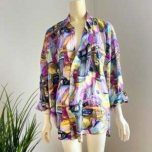 100% silk patterned blouse